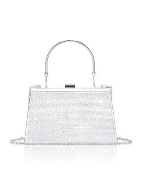Rhinestone Clutch Evening Purse with Chain, Top Handle Crossbody Bag for Party